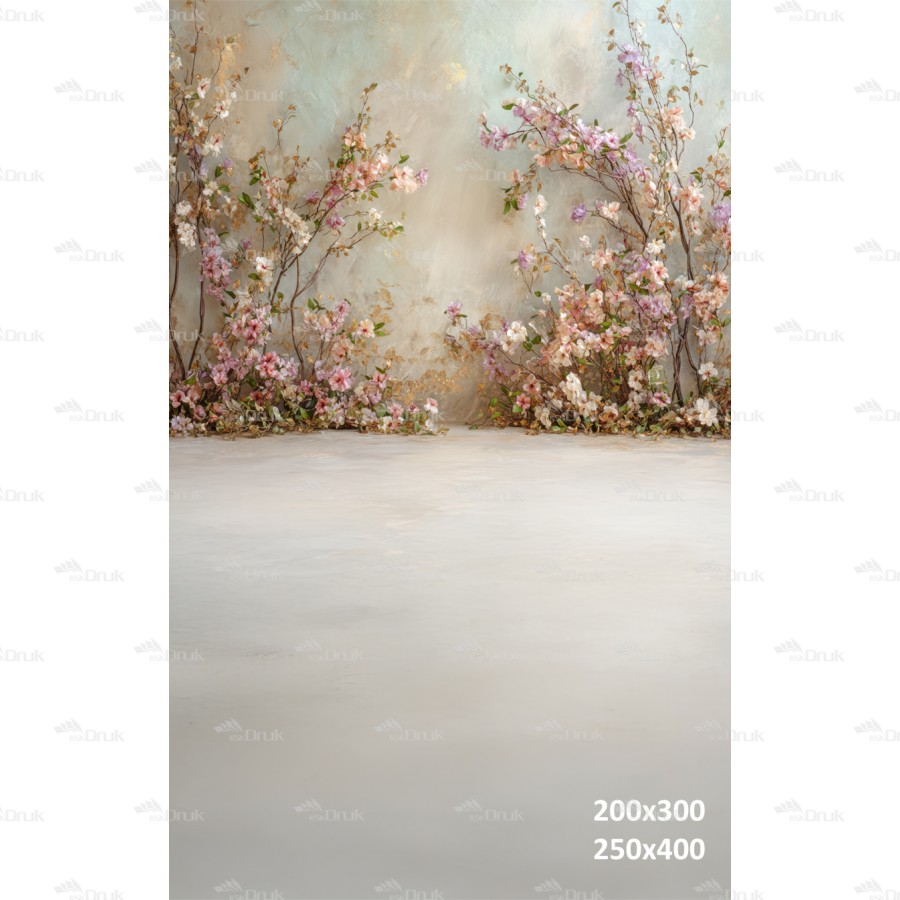 Tło fotograficzne „Kwiatowa kompozycja przy pastelowej ścianie” | 3784